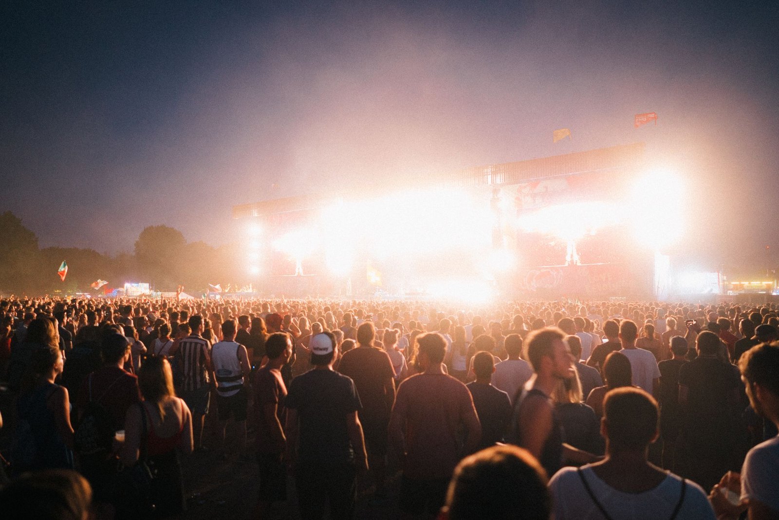 Night festival stage and crowd