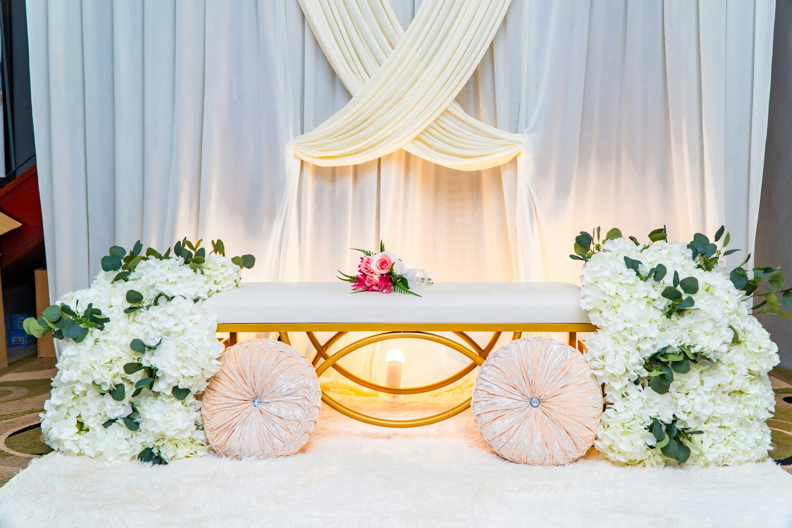 White floral engagement seat