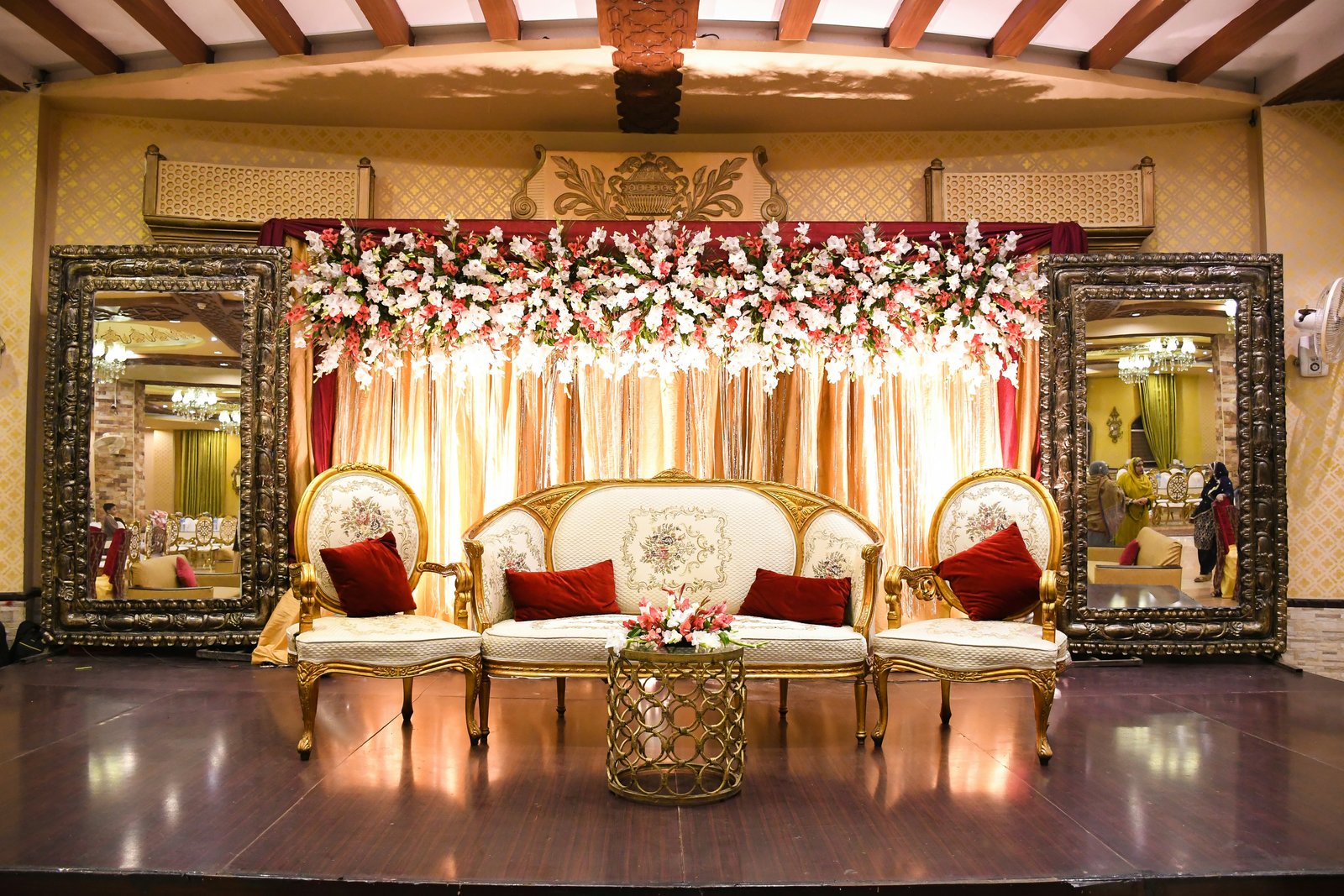 Gold wedding stage