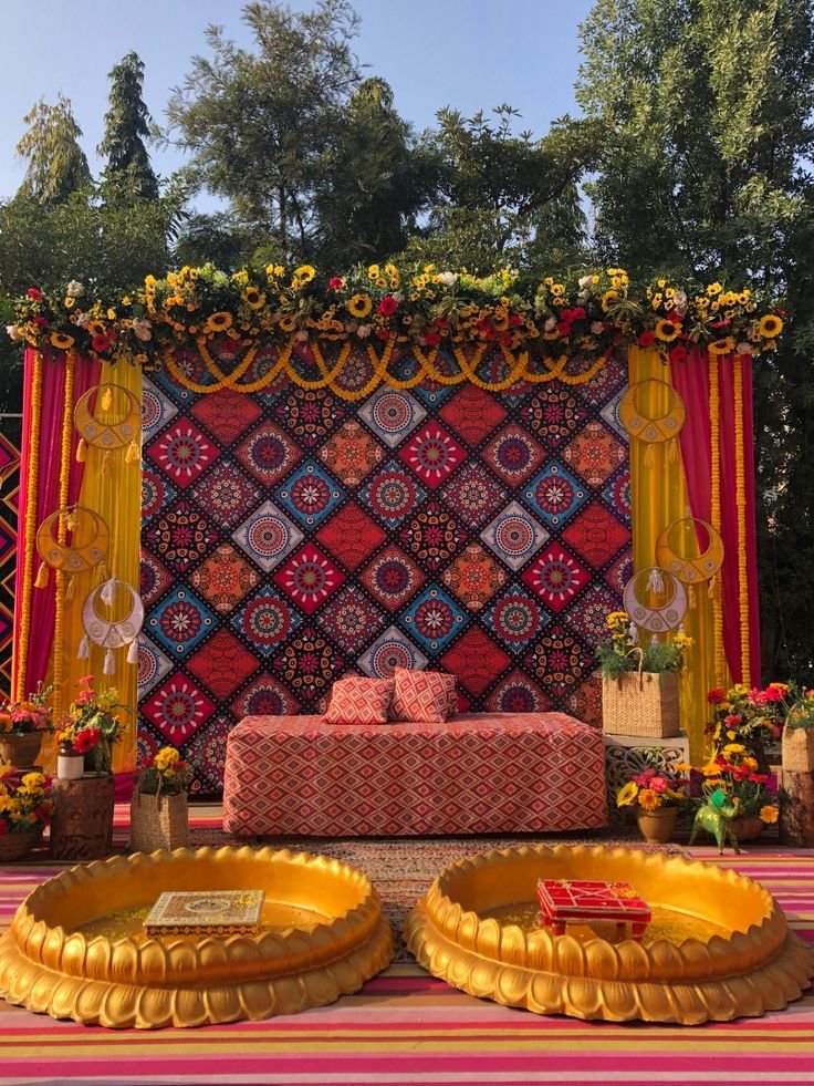 Colourful celebration stage